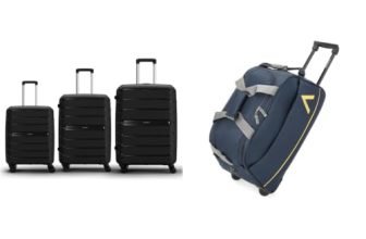 Aristocrat Liberty 8 Wheel Set of 3 Large Size (Check-in), Medium Size(Check-in) & Cabin(Small + Cadet Polyester 52 cms Blue Travel Duffle (Cadet)
