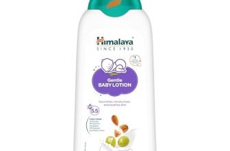 Himalaya Gentle Baby Lotion 400ml with Almond oil, Olive oil, Country Mallow | No.1 Doctor-Prescribed Brand |pH 5.5 formulation | Nourishes and moisturizes your baby’s skin | Safe for Newborns