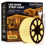 One94Store 30 Meter LED Rope Light – 3600 LED 120 LEDs/M Waterproof Decorative Strip Light for Ceiling Cove, Diwali, Christmas, Balcony, Home & Outdoor Decoration (Warm White)