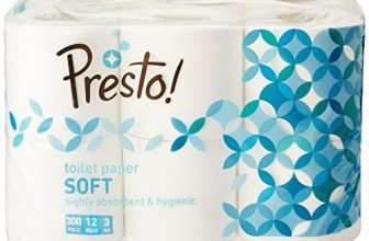 Amazon Brand – Presto! 3 Ply Toilet Paper Roll | 3600 Pulls | 300 Pulls X 12 Rolls | Soft And Highly Absorbent | 100% Natural Virgin Cellulose Fiber