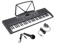 Amazon Basics 61 keys Electronic Keyboard Piano with LED Display | Adapter | Key Note Stickers | Mic | Music Sheet Stand – Works only with adapter (no battery needed)
