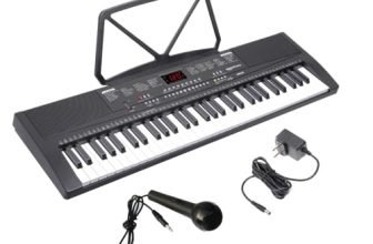 Amazon Basics 61 keys Electronic Keyboard Piano with LED Display | Adapter | Key Note Stickers | Mic | Music Sheet Stand – Works only with adapter (no battery needed)