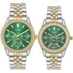 TIMEX Analog Watch for Unisex with Green Round Dial & Multicolor Stainless Steel Bracelet Band Water Resistant Unisex Wrist Watches – TW0PRE002