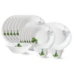 Larah by Borosil Oval Fluted Series Opalware Dinner Set | 21 Pieces for Family of 6 | Microwave & Dishwasher Safe | Bone-Ash Free | Crockery Set for Dining & Gifting | Plates & Bowls | White