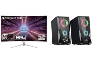 ZEBRONICS AC32FHD LED, Gaming Monitor, 32 inch (81.28cm), 300 nits, 165hz, 1800R Curved Wide Screen,