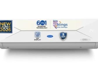 Carrier 1.5 Ton 3 Star Flexicool Inverter Split AC (Copper, Convertible 6-in-1 with Smart Energy Display, Insta Cool, Auto Clean, PM 2.5 Filter, New BEE rated, CAI18CE3R36F1, White)