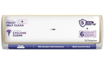 Haier 1.5 Ton 5 Star Twin Inverter Split AC (Turbo Cooling, Energy Saving & Self-Clean, 5 in 1 Convertible, Copper, 2-way Swing, Cools in 10 Sec at 54°C, 2026 Model, White)-HSA52VP-G5NB-I