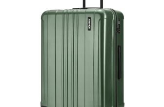 HRX Force Large Size Dark Green Polycarbonate Hard Shell Suitcase – Premium Travel Trolley Bag with 8 Spinner Wheels, Number Lock & Water Resistant Body