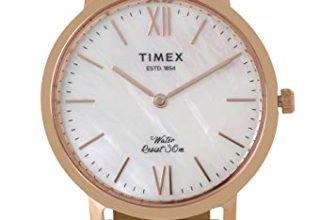 TIMEX Empera Analog Watch for Women with Mother of Pearl Round Dial & Nude Leather Strap Band Water Resistant Women’s Wrist Watches – TWEL12604