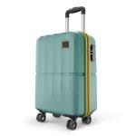 Safari Genius Theo 8 Wheels 55cm Cabin Size Trolley Bag, Hard Case Polycarbonate, 360 Degree Wheeling Small Carry-on Luggage, Suitcase for Travel, Trolley Bags for Travel, Sage Green
