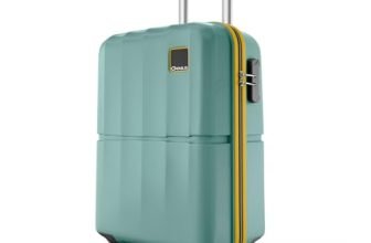 Safari Genius Theo 8 Wheels 55cm Cabin Size Trolley Bag, Hard Case Polycarbonate, 360 Degree Wheeling Small Carry-on Luggage, Suitcase for Travel, Trolley Bags for Travel, Sage Green