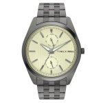 TIMEX Analog Watch for Man with Champagne Round Dial & Gunmetal Stainless Steel Bracelet Band Water Resistant Men’s Wrist Watches – TWTG10424