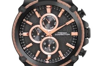 French Connection Astro Multifunction Black Round Dial Stainless Steel Strap | Casual | Premium | See Through Feature | Sunray Feature Wrist Watch for Men – FCH18BM