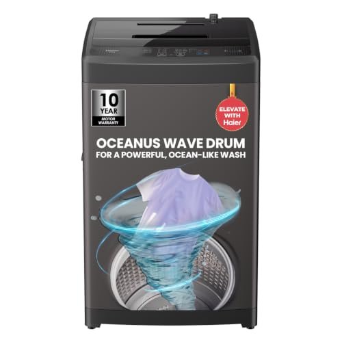 Haier 8 Kg, 5star, Oceanus Wave Drum, 15 Min Quick Wash, Magic Filter, 8 Wash Programs, Fully Automatic Top Load Washing Machine (ETL80-AES5)