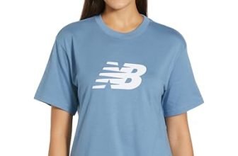 new balance Sport Jersey Relaxed Logo T-Shirt Womens Relaxed Fit, Blue, S