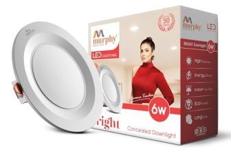 Murphy 6W Bright LED Downlight – Cool White, Slim Round Recessed Ceiling Light, 3-Inch Junction Box Compatible, Anti-Glare Diffuser, Energy Efficient (Pack of 1, 2-Year Warranty)