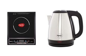 Pigeon by Stovekraft Cruise 1800-Watt Induction Cooktop (Black) & Amaze Plus 1.5 LTR Electric Kettle, Black Combo