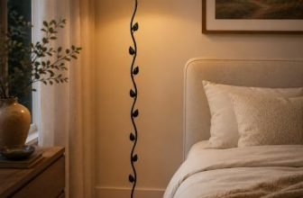 tu casa Decorative Metal Night Lamp with Off-White Cotton Shade | Bedside & Table Lamp for Bedroom, Living Room & Office