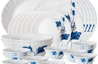Larah by BOROSIL Fluted Series Ageria Opalware Dinner Set | 27 Piece for Family of 6 | Microwave & Dishwasher Safe | Bone-Ash Free | Crockery Set for Dining & Gifting | Plates & Bowls | White
