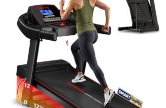 Lifelong 5HP Peak Motorized Treadmill for Home | 12% Auto Incline | 12 Preset Programs | 14 km/h Speed | 110 kg Capacity | LCD Display| Hydraulic Fold | Wide Running Belt | Bluetooth & FitShow App