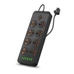 Portronics Power Plate 7 with 6 USB Port + 8 Power Sockets Smart Electric Universal Extension Board Multi Plug with 2500W, 2Mtr Cord Length, 2.1A USB Output(Black)