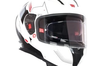 Royal Enfield SPEEDX Full FACE Blitz with Sun Visor & aerodynamic Spoiler | Certification: ISI & DOT | Liner: Dual EPS Expanded Polystyrene| UV Treated Surface | Polygiene Fabric Off-White (L) 60 CM