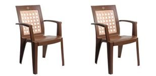 Cello. Impact Plastic Set of 2 Chairs,Sandal Wood Brown