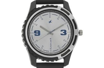 Fastrack Bare Basics Quartz Analog Silver Dial Black Plastic Strap Watch for Guys – NS3114PP02