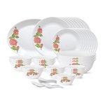 Larah by BOROSIL Opalware Dinner Set (White) – 44 Pieces