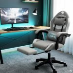 Casa Copenhagen, High-Back Fabric Gaming Ergonomic Chair with Advanced Mechanism & Electric Back Massager, Luxurious Memory Foam Seating & Multi Function Arm-Rest – Grey & Grey