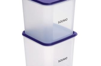 Amazon Brand – Solimo Square Modular Plastic Storage Container | Airtight | BPA-Free | Set of 2 | 3.9 L (Blue)