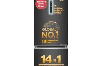 Haier 325 L 3 Star Frost Free Triple Inverter Bottom Mount Refrigerator, Digital Touch Display & 2X Bigger Fresh Storage (HEB-333GBA-P, Graphite Black, 14 In 1 Convertible Modes, 2026 Model)