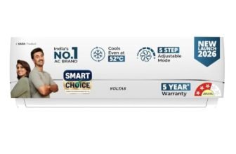 Voltas Smart Choice 1.42 ton 3 star, New star rated, Inverter Split AC(Copper, Convertible 5in1 Cooling Mode, 2-Way AirSwing, Anti Microbial Coating, 183INV CAV-1,2026 Model,White)