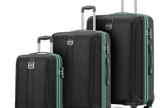 Safari Medium Thorium Neo 8 Wheels 55,66 and 77 Cm Small, and Large 4 Wheel Inline 3 Trolley Bags Hardshell Case Polycarbonate 360 Degree Wheeling System,Black