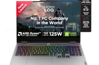 Lenovo LOQ AMD Ryzen 7 250 | NVIDIA RTX 5060 8GB (16GB RAM/512GB SSD/FHD IPS/144Hz Refresh Rate/572 AI TOPS/15.6″ (39.6cm)/Windows 11/Office 2024/Grey/2.4Kg), 83JG00H1IN Gaming Laptop