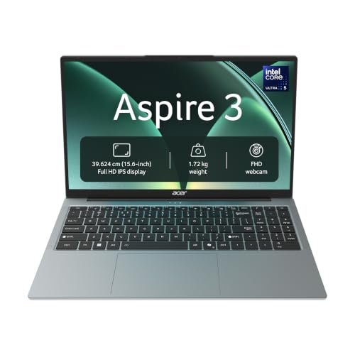 Acer Aspire 3 AI PC Intel Core Ultra 5 115U, 16GB DDR5 RAM/512GB SSD, 15.6″ FHD IPS Display, Win 11Home, Steel Grey, 1.72 Kg, A325-55, Backlit Keyboard, Thin & Light Laptop