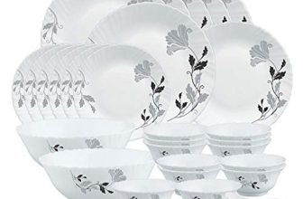 Larah by Borosil Millenia Opalware Dinner Set, 35 Pcs, White
