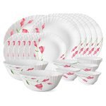 Larah by BOROSIL Diana Opalware Dinner Set, White – 21 Pieces