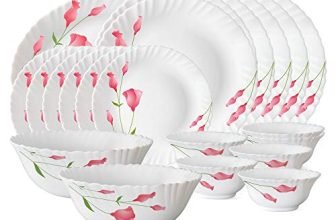 Larah by BOROSIL Diana Opalware Dinner Set, White – 21 Pieces