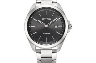 Titan Titanium Quartz Analog Black Dial Titanium Strap Watch for Men-90177TM03