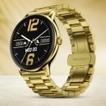 Fire-Boltt Ninja Talk 35.3mm (1.39) Round Bluetooth Calling Metal Body,120 Sports Modes Smartwatch(Gold Chain Strap, 1.39)