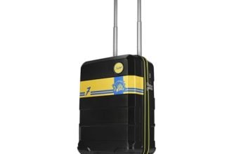 Skybags Whistle Podu Cabin Trolley Bag 55cm | Small | Hard Luggage | Official CSK Edition 8-Wheel Suitcase | TSA Lock with Anti-Theft Zipper | Polycarbonate | 3 Years Warranty – Unisex (Jet Black)