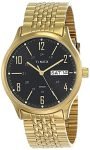 TIMEX Classics Analog Watch for man with Black Round Dial & Gold Stainless Steel Bracelet Band Water Resistant Men’s Wrist Watches – TW0TG6504