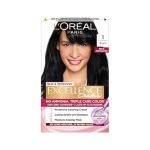 L’Oreal Paris Excellence Creme Hair Color, 1 Black | Net Wt: 72ml+100g | Triple Care Color System | 100% Grey Coverage
