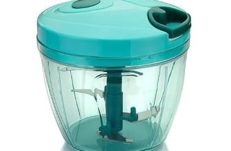 SORATH Manual Pull String Food Chopper | 3-Blade Hand Chopper for Vegetables, Fruits & Nuts | Turquoise Mini Food Processor (Blue)