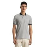 Van Heusen Men Grey Print Polo Neck T-Shirt