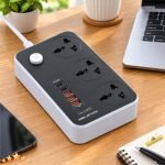 VALLABIX Extension Board with USB Ports 2500W Extension Fire Resistant 3 Socket with 38W 3 USB & 20W Fast 2 Type C Ports Fast Charger Heavy Duty & Universal Surge Protection Sockets with 2 Miter Wire
