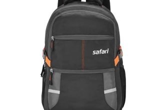 Safari Omega spacious/large laptop backpack with Raincover, college bag, travel bag for men and women, Black, 30 Litre