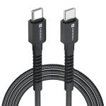 Portronics Konnect X 60W Unbreakable Nylon Braided Cable, 2M Fast Charging Cable For iPhone 15 Series, iPad, Samsung Galaxy (Black)