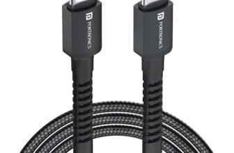 Portronics Konnect X 60W Unbreakable Nylon Braided Cable, 2M Fast Charging Cable For iPhone 15 Series, iPad, Samsung Galaxy (Black)